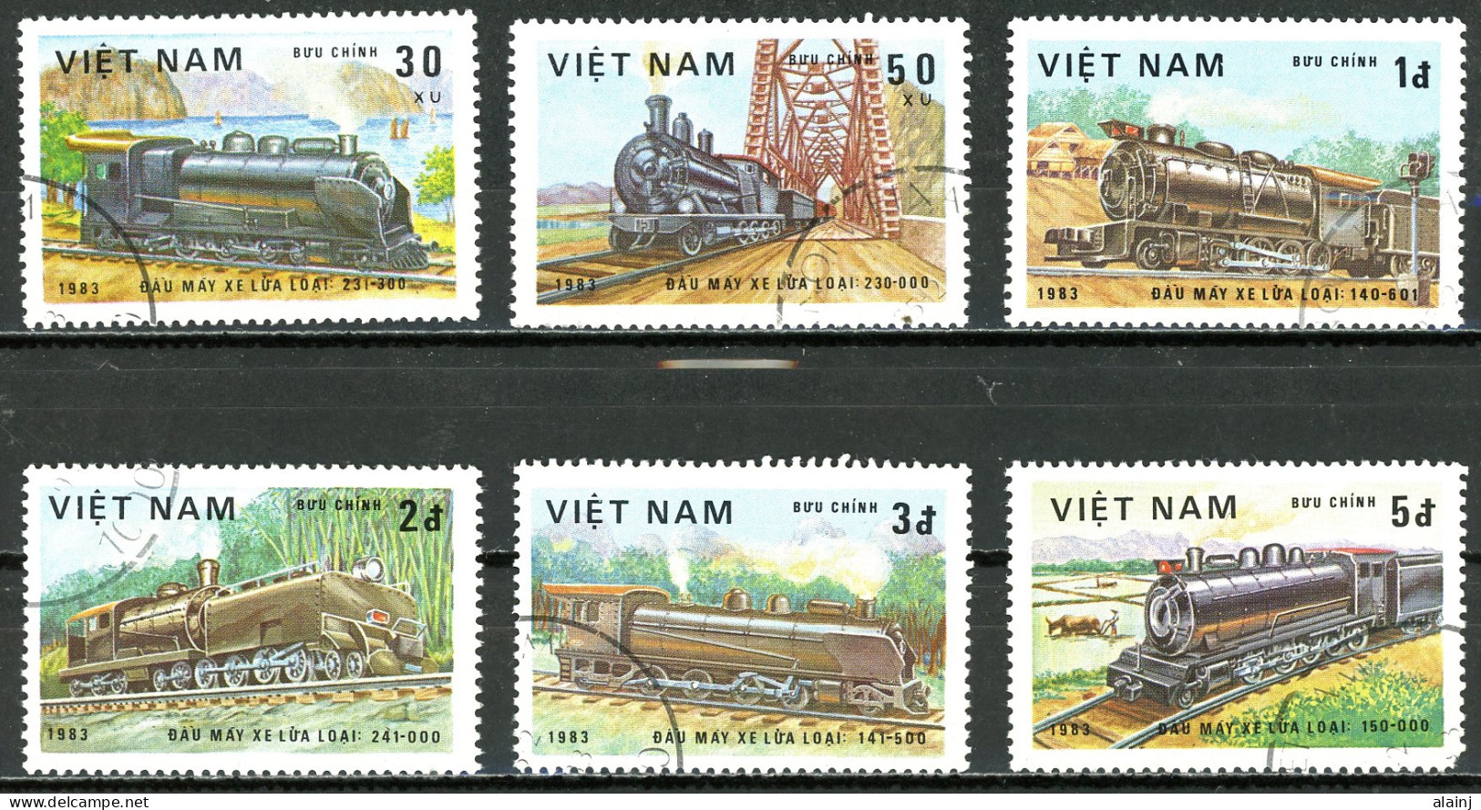 Viêt-Nam   Y&T   387 - 392    Obl   ---  1983  --  Anciennes Locomotives  --  TTB - Used Stamps