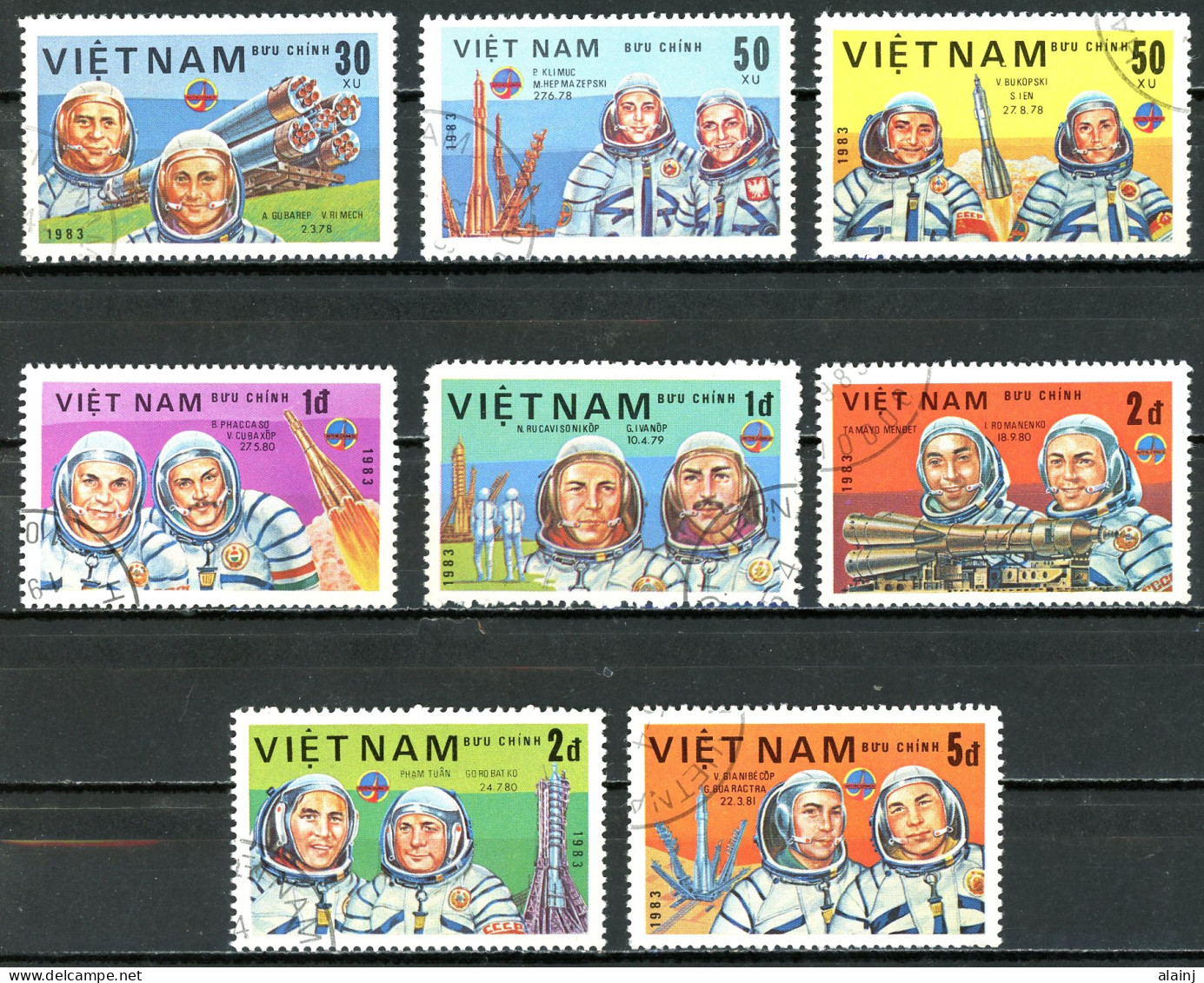 Viêt-Nam   Y&T   411 - 418    Obl   ---  1983  --  Astronautique Et Cosmonautes  --  TTB - Gebraucht