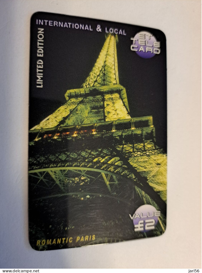 GREAT BRITAIN / 2  POUND  /  ET TELECOM / ROMANTIC PARIS  /   /    PREPAID CARD/ MINT  **15984** - Collections