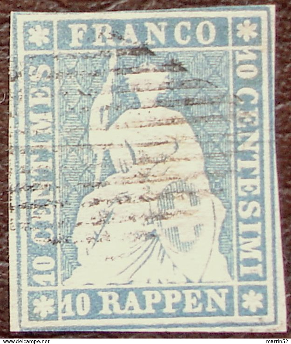 Schweiz Suisse 1855: I.Periode Faden Grün Fil Vert 10 RAPPEN Zu 23B Mi 14IIAym Yv 27b Mit Rauten-Stempel (Zu CHF 160.00) - Used Stamps