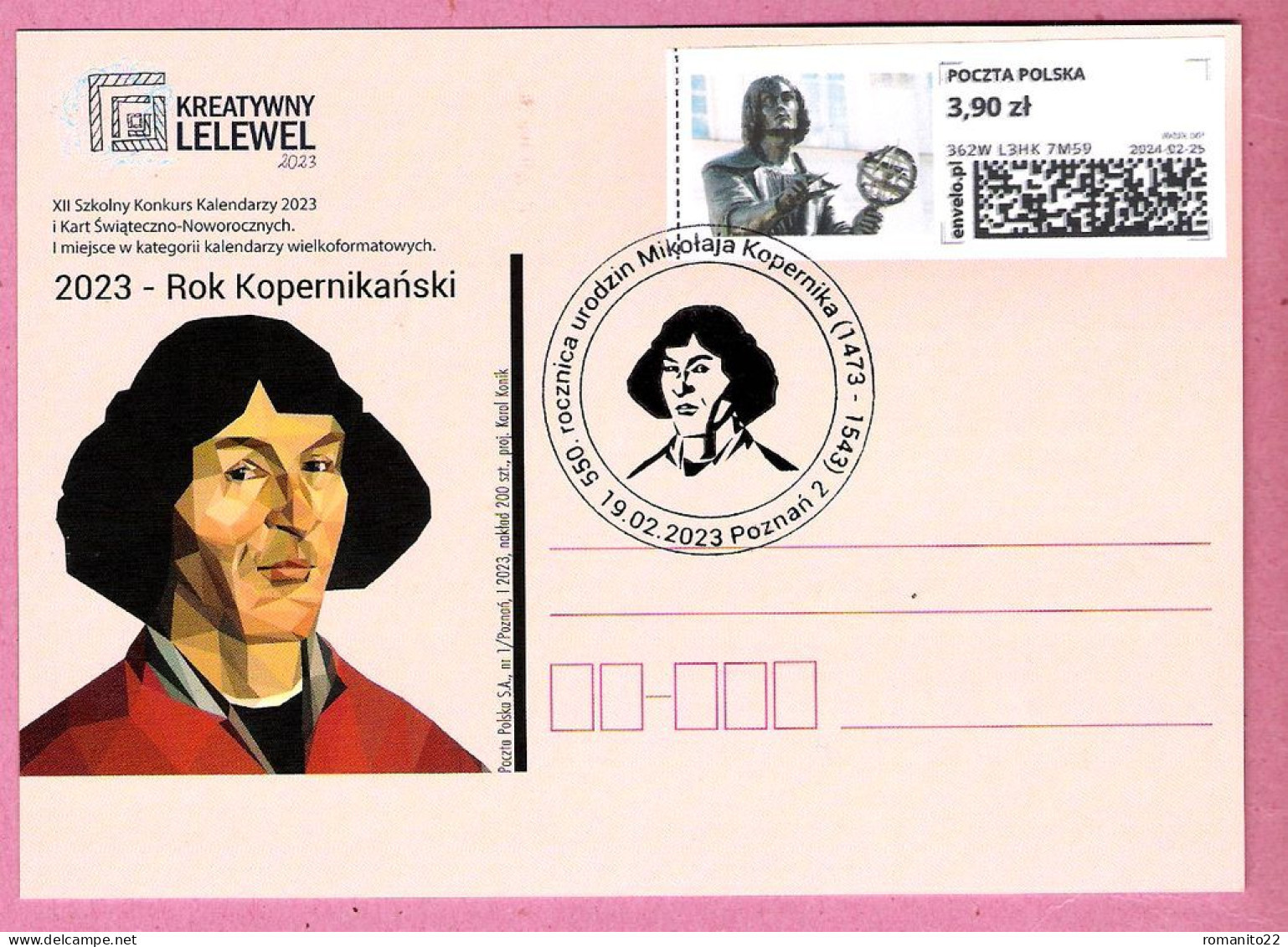 Poland 2023, 2-sided Postcard, POZNAN (2), Kopernik Copernicus , Astronomy, Copernic, Cosmos, Science, LIMITED EDITION - Astronomie