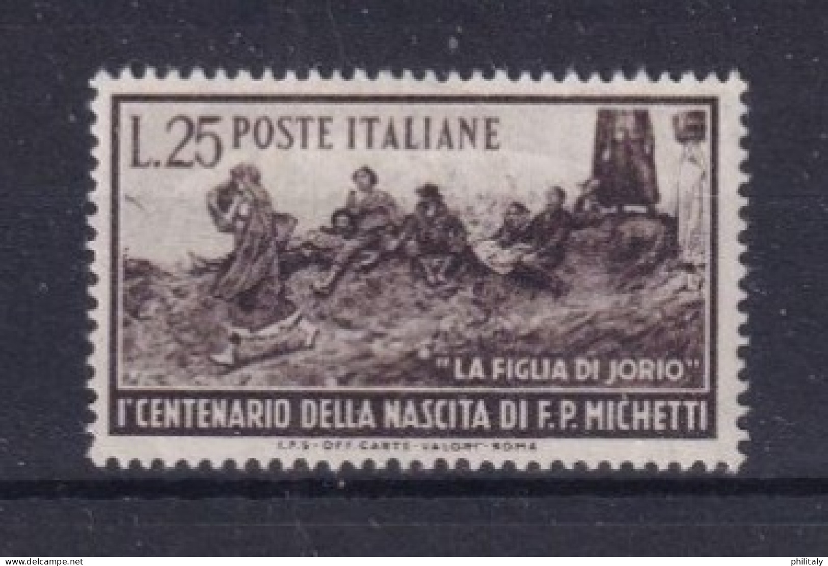 Repubblica Italiana 1951 - Centenario Della Nascita Di Francesco Paolo Michetti Valore L. 25 Bruno Nuovo Con Linguella - Italy