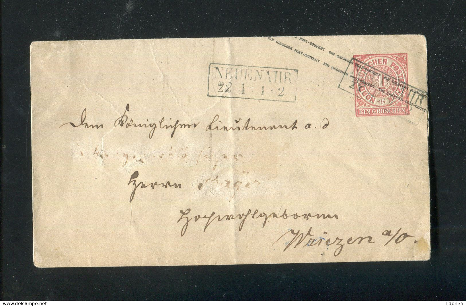 "NDP" 1868, Ganzsachenumschlag Mi. U 1bA R2 "NEUENAHR" (4589) - Entiers Postaux