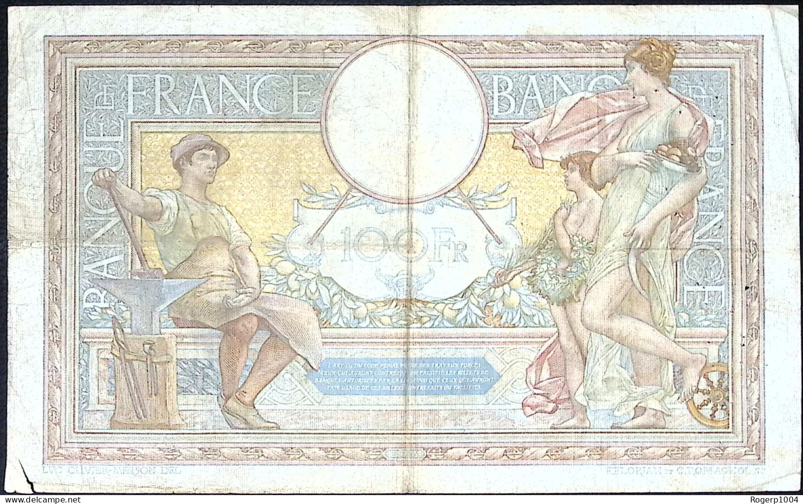 FRANCE * 100 Francs LOM * Date 17/03/1938 * Etat/Grade TB+/FF * Fay 25.13 * - 100 F 1908-1939 ''Luc Olivier Merson''