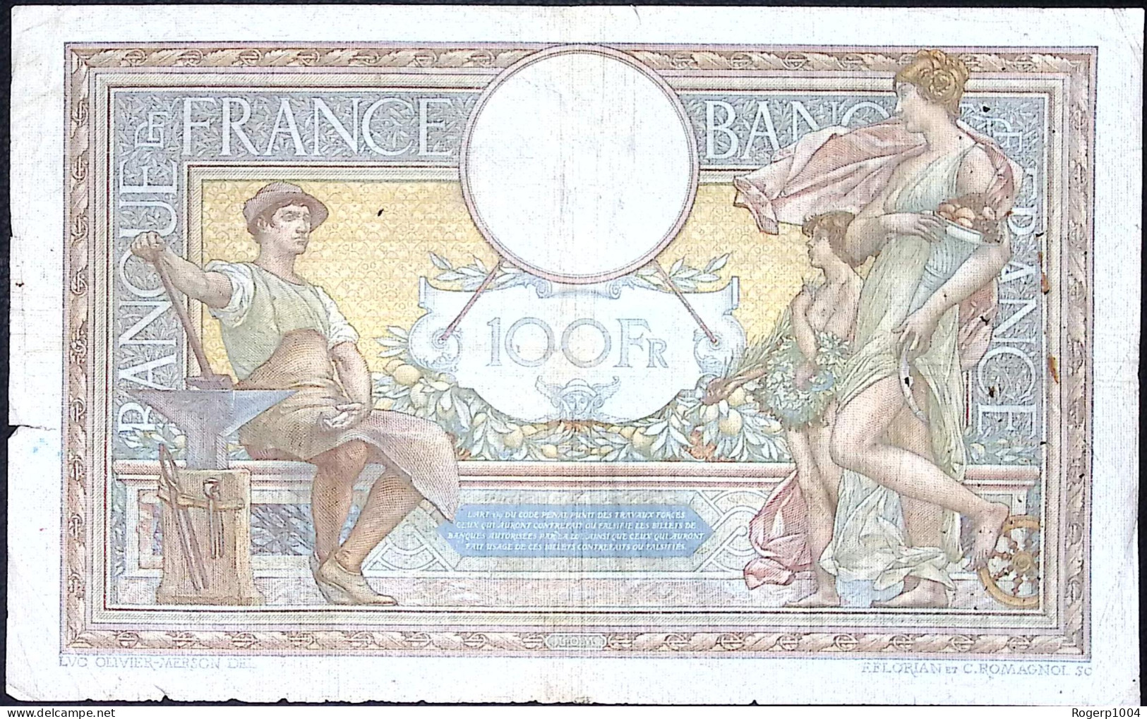 FRANCE * 100 Francs LOM * Date 17/03/1938 * Etat/Grade TB+/FF * Fay 25.13 * - 100 F 1908-1939 ''Luc Olivier Merson''