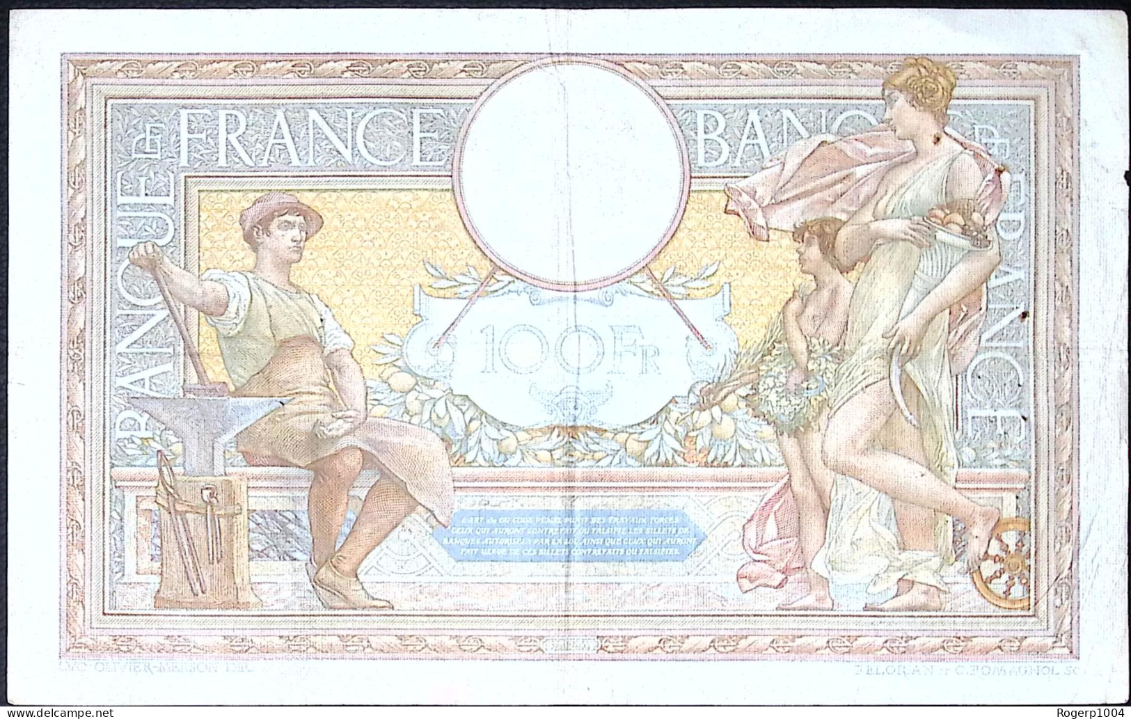 FRANCE * 100 Francs LOM * Date 22/09/1938 * Etat/Grade TTB+/XF * Fay 25.29 * - 100 F 1908-1939 ''Luc Olivier Merson''