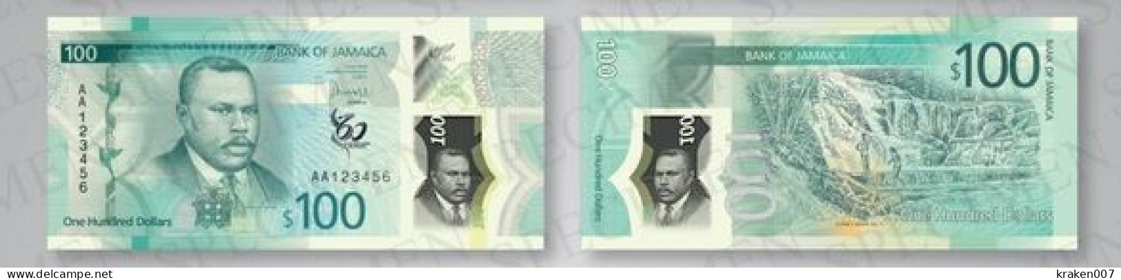 Jamaica 100 Dollars  P-97 (97a) -2022 (2023) UNC New! - Jamaique