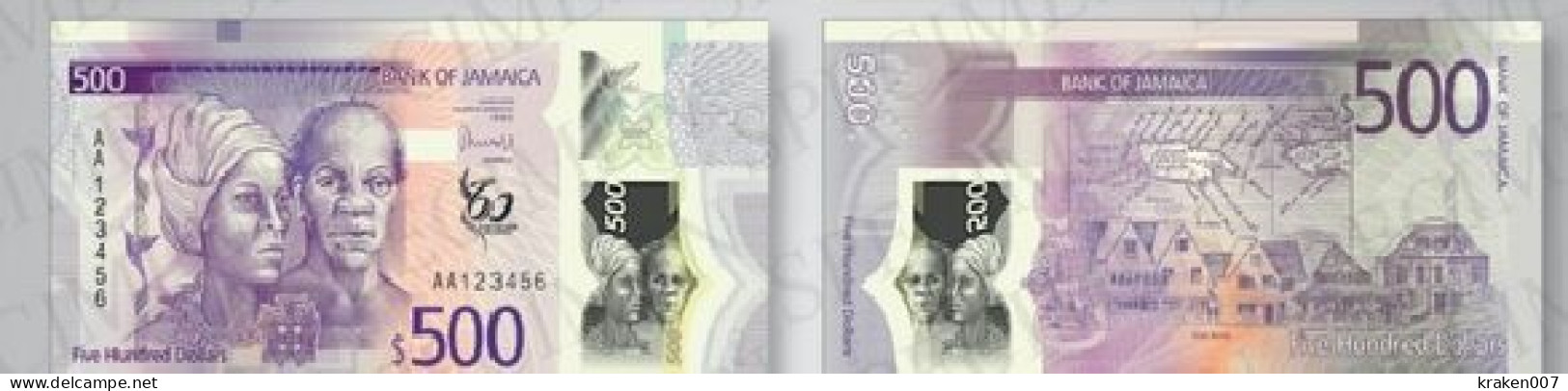 Jamaica 500 Dollars  P-98 (98a) -2022 (2023) UNC New! - Jamaique