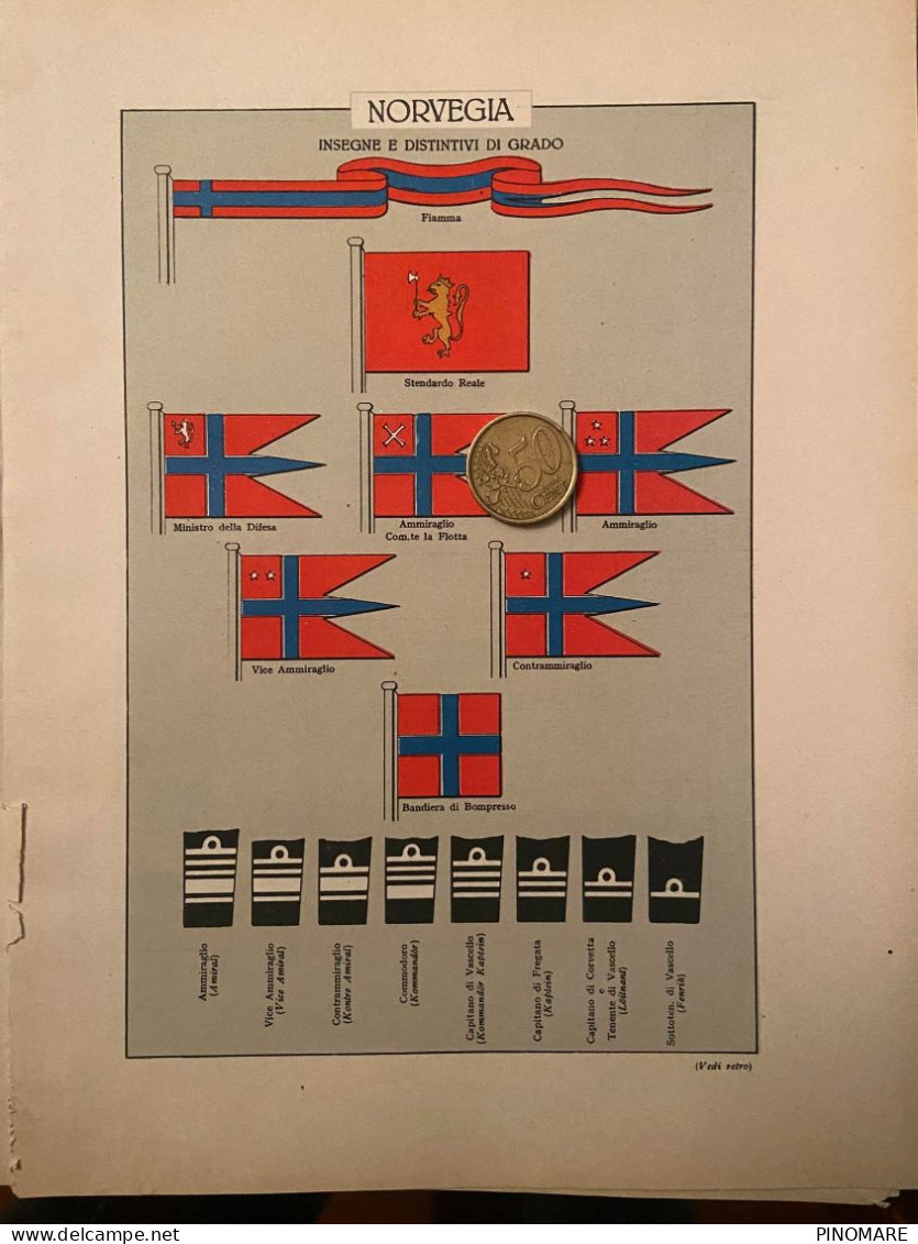 MARINA MILITARE INSEGNE E DISTINTIVI DI GRADO  - NORVEGIA - 1937 - Material Und Zubehör