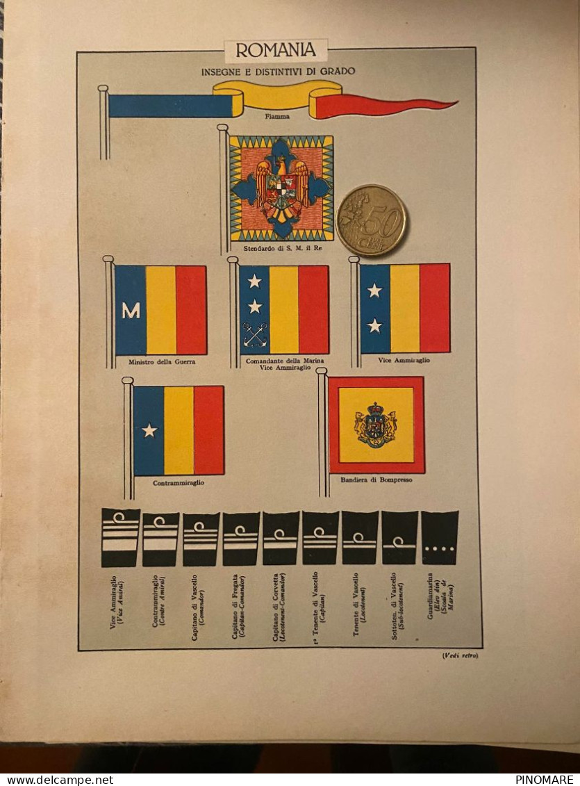 MARINA MILITARE INSEGNE E DISTINTIVI DI GRADO  - ROMANIA - 1937 - Materiaal En Toebehoren