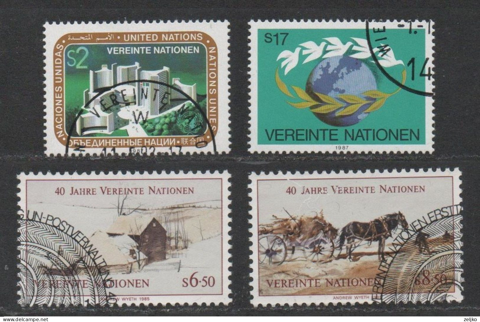 United Nations Vienna, Used, 1985, 1987, Michel 73_4, 51A-2A, 2 Sets - Gebraucht