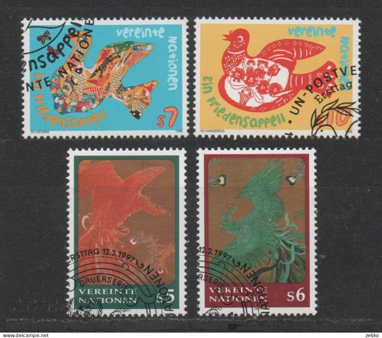 United Nations Vienna, Used, 1996, 1997, Michel 216 - 217, 220 - 221, 2 Sets - Usati