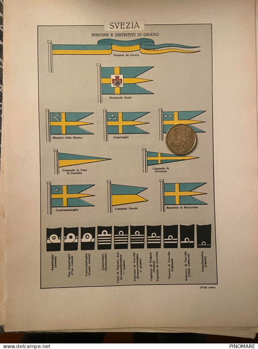 MARINA MILITARE INSEGNE E DISTINTIVI DI GRADO  - SVEZIA - 1937 - Materiaal En Toebehoren