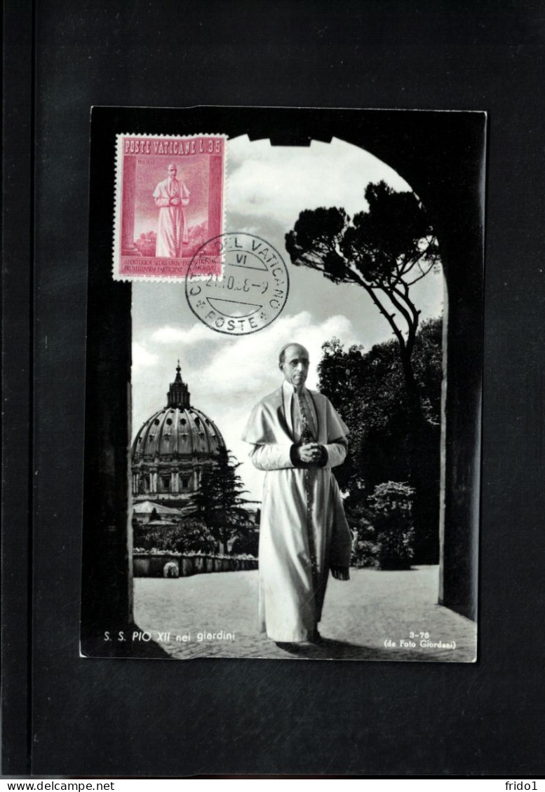 Vatican 1958 World Exhibition Bruxelles - Pope Pius XII Carte Maximum - Cartes-Maximum (CM)