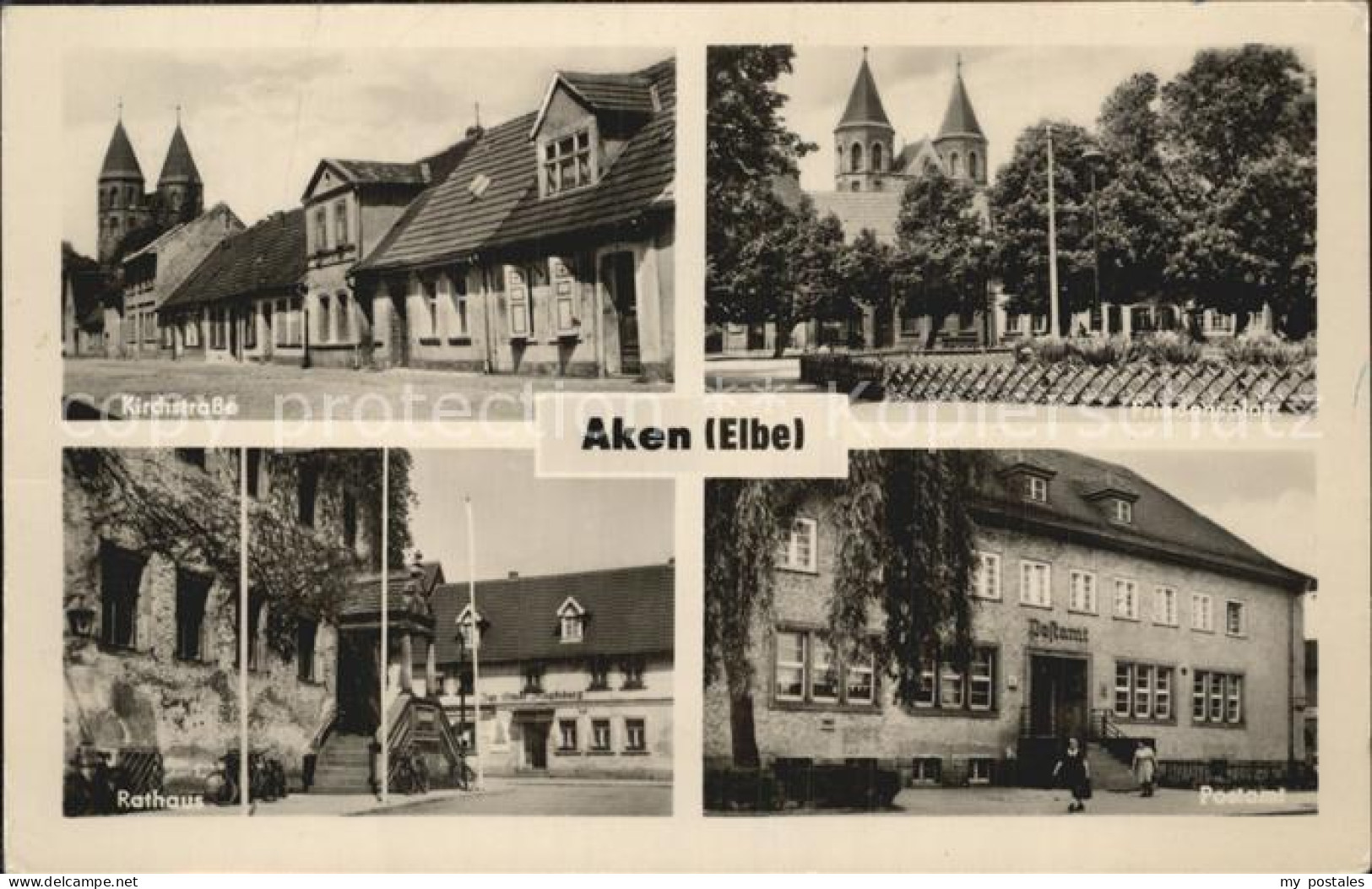 42417962 Aken Elbe Kirchstrasse Rathaus Friedensplatz Postamt Aken Elbe - Aken