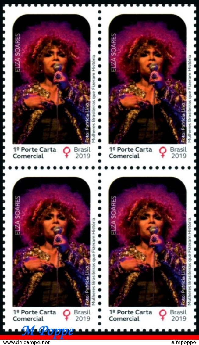 Ref. BR-V2019-15-Q BRAZIL 2019 - WOMEN WHO MADE HISTORY,ELZA SOARES, SINGER, MUSIC, BLOCK MNH, FAMOUS PEOPLE 4V - Blocks & Sheetlets