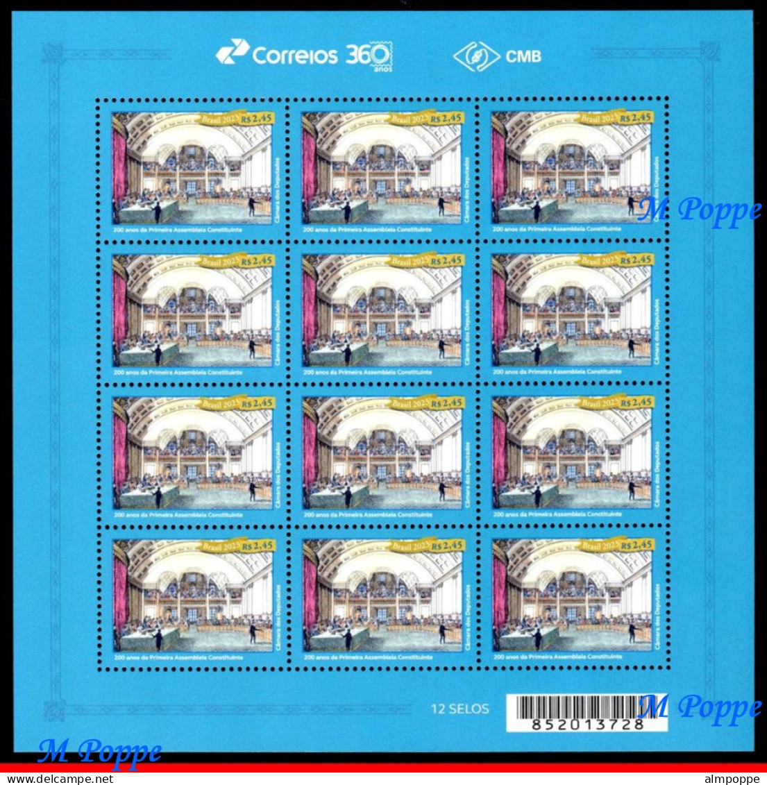 Ref. BR-V2023-13-F BRAZIL 2023 - 200 YEARS OF THE FIRSTCONSTITUENT ASSEMBLY, MNH, HISTORY 12V - Blocks & Sheetlets