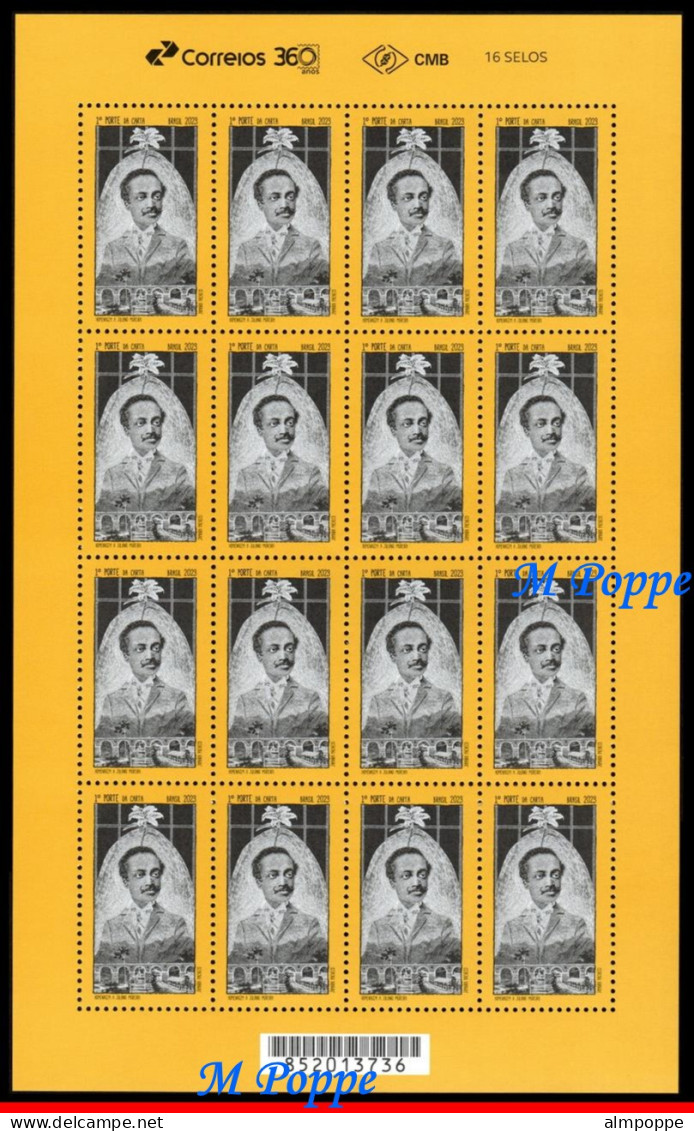 Ref. BR-V2023-14-F BRAZIL 2023 - TRIBUTE TO JULIANOMOREIRA, PSYCHIATRIST, HEALTH, SHEET MNH, FAMOUS PEOPLE 16V - Blocs-feuillets