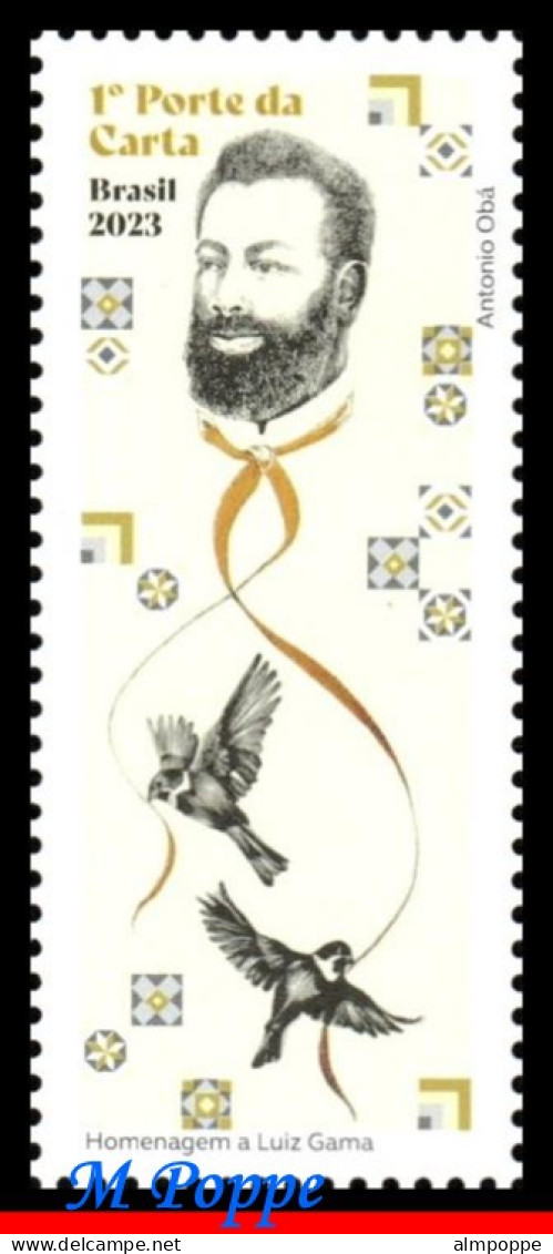 Ref. BR-V2023-16-F BRAZIL 2023 - TRIBUTE TO LUIZ GAMA,POET, LAWYER, BIRDS, SHEET MNH, FAMOUS PEOPLE 12V - Blocks & Kleinbögen