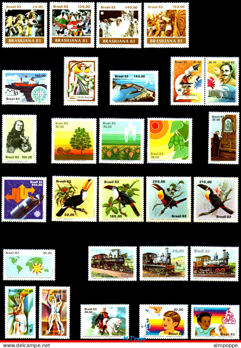 Ref. BR-Y1983 BRAZIL 1983 - ALL STAMPS ISSUED, FULLYEAR, SCOTT 1841-1897, MNH, . 60V Sc# 1841-97 - Annate Complete