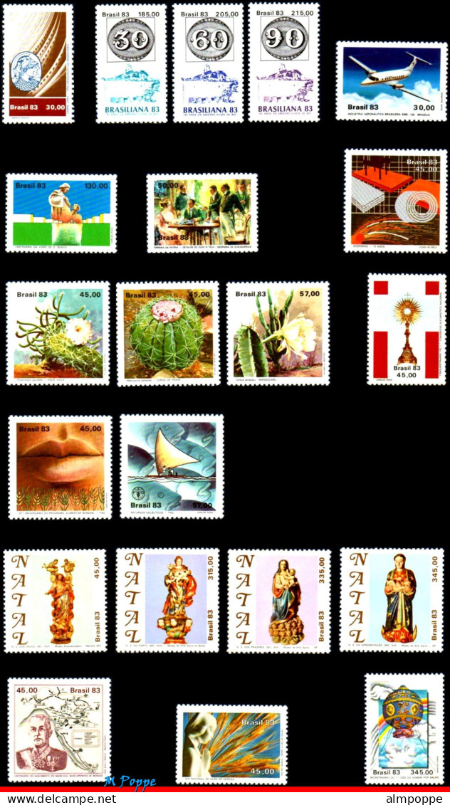 Ref. BR-Y1983 BRAZIL 1983 - ALL STAMPS ISSUED, FULLYEAR, SCOTT 1841-1897, MNH, . 60V Sc# 1841-97 - Volledig Jaar