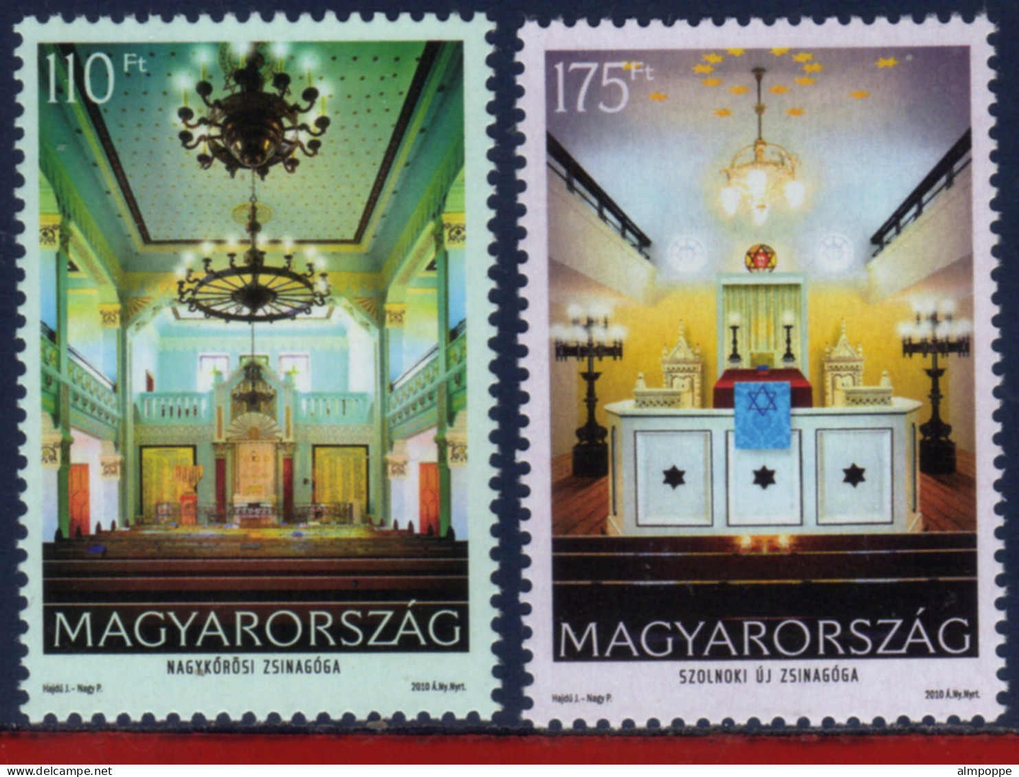 Ref. HU-V2010-6 HUNGARY 2010 - SYNAGOGUES IN HUNGARY IISET MINT MNH, RELIGION 2V - Jewish