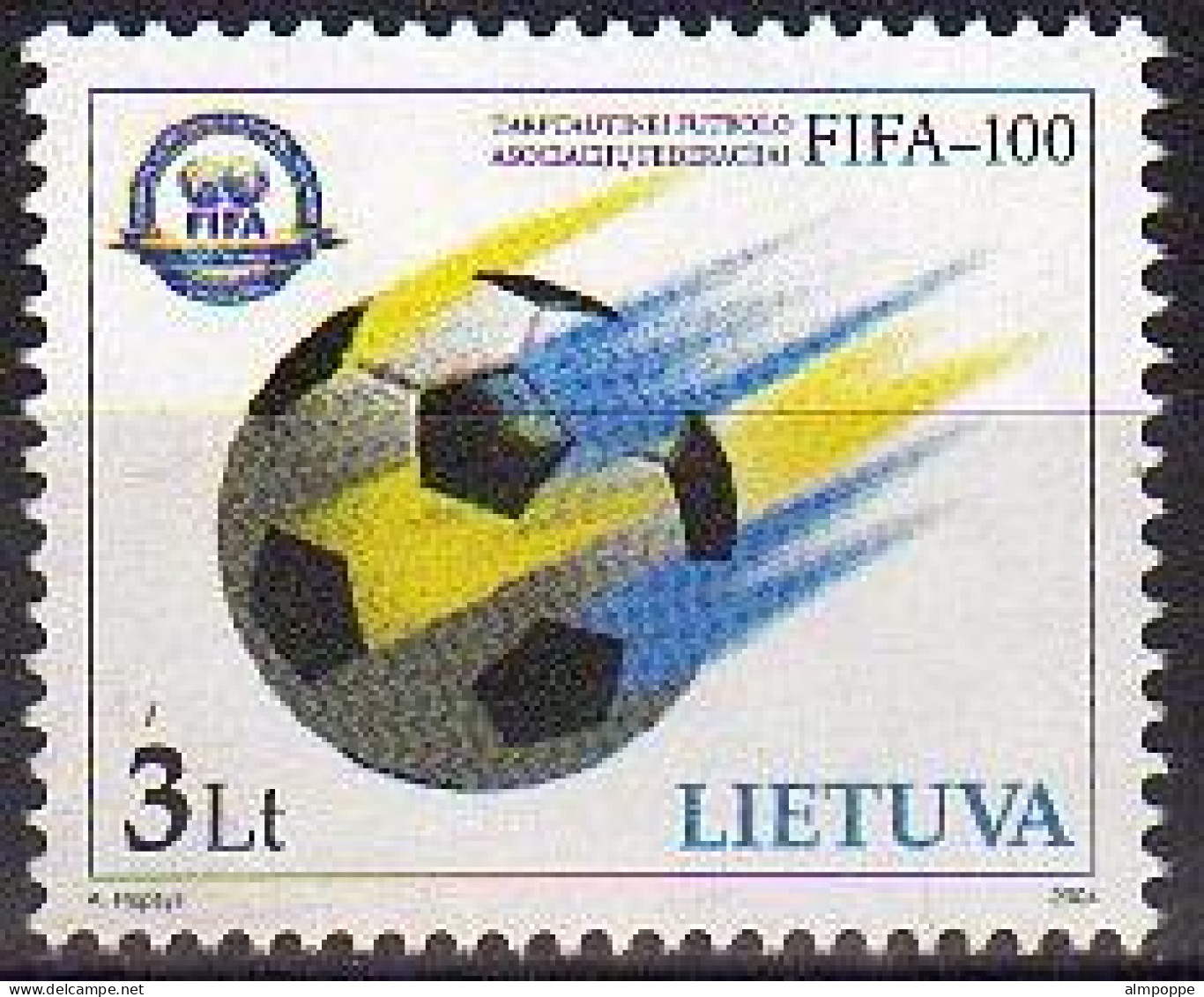 Ref. LT-770 LITHUANIA 2004 - 100TH YEAR OF THE FIFASPORT - MI# 847 - MINT MNH, FOOTBALL SOCCER 1V Sc# 770 - Autres & Non Classés