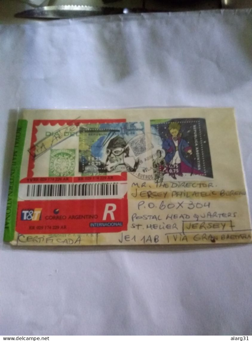 Argentina.to Jersey Channel Island The Saint Exupéry  From Bf On Reg Letter E7 Reg Post 1 Or 2 P. - Brieven En Documenten