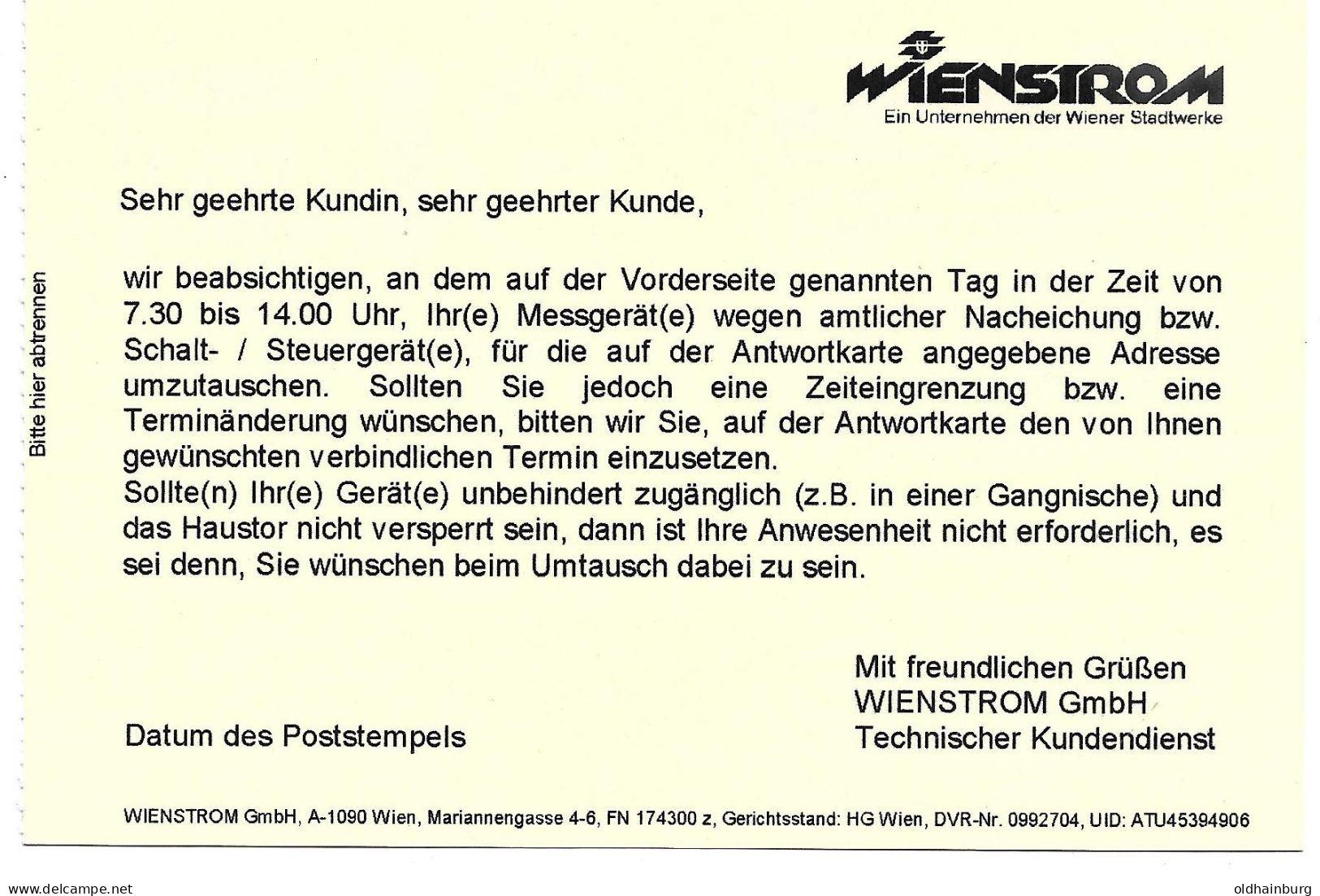 0158s: Österreich 2002, Werbestempel Wienstrom GmbH - Elektriciteit