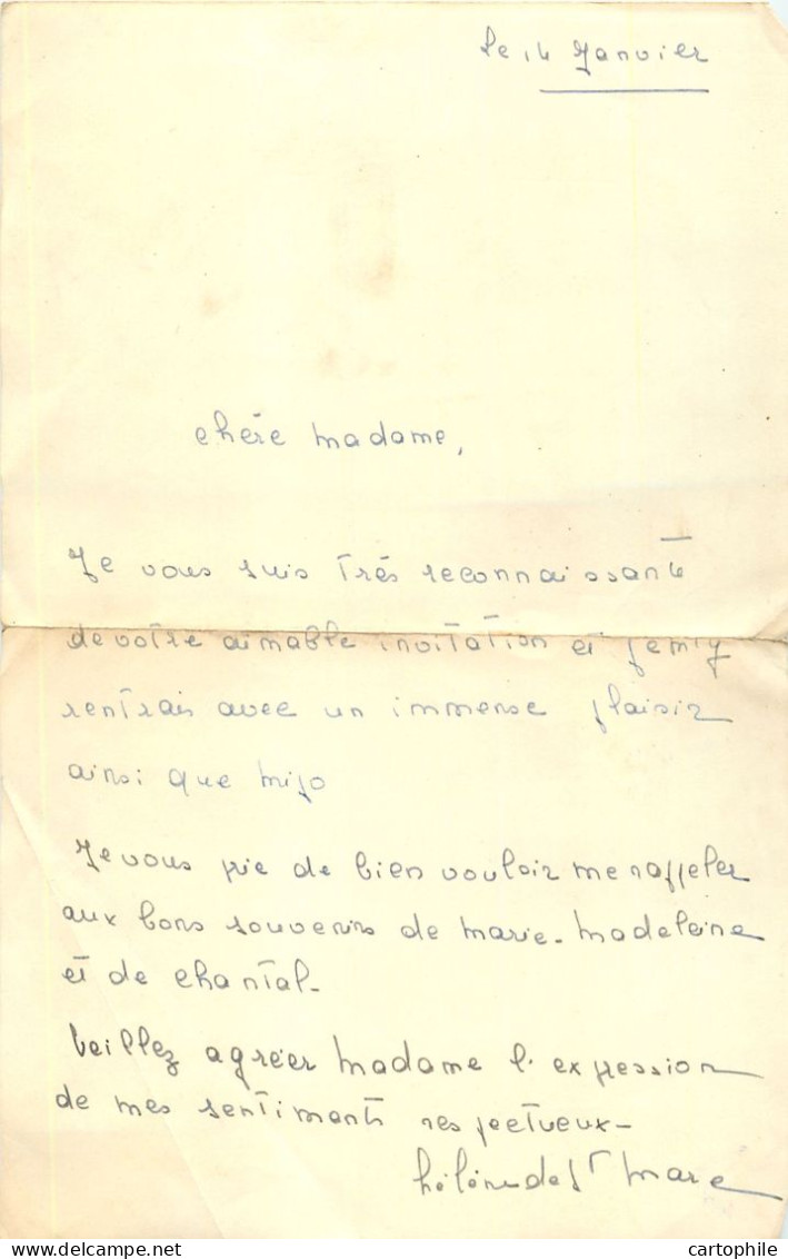 Lettre Manuscrite D'Helène De Saint Marc Vers 1950 Région De Bordeaux (33) - Manuscrits