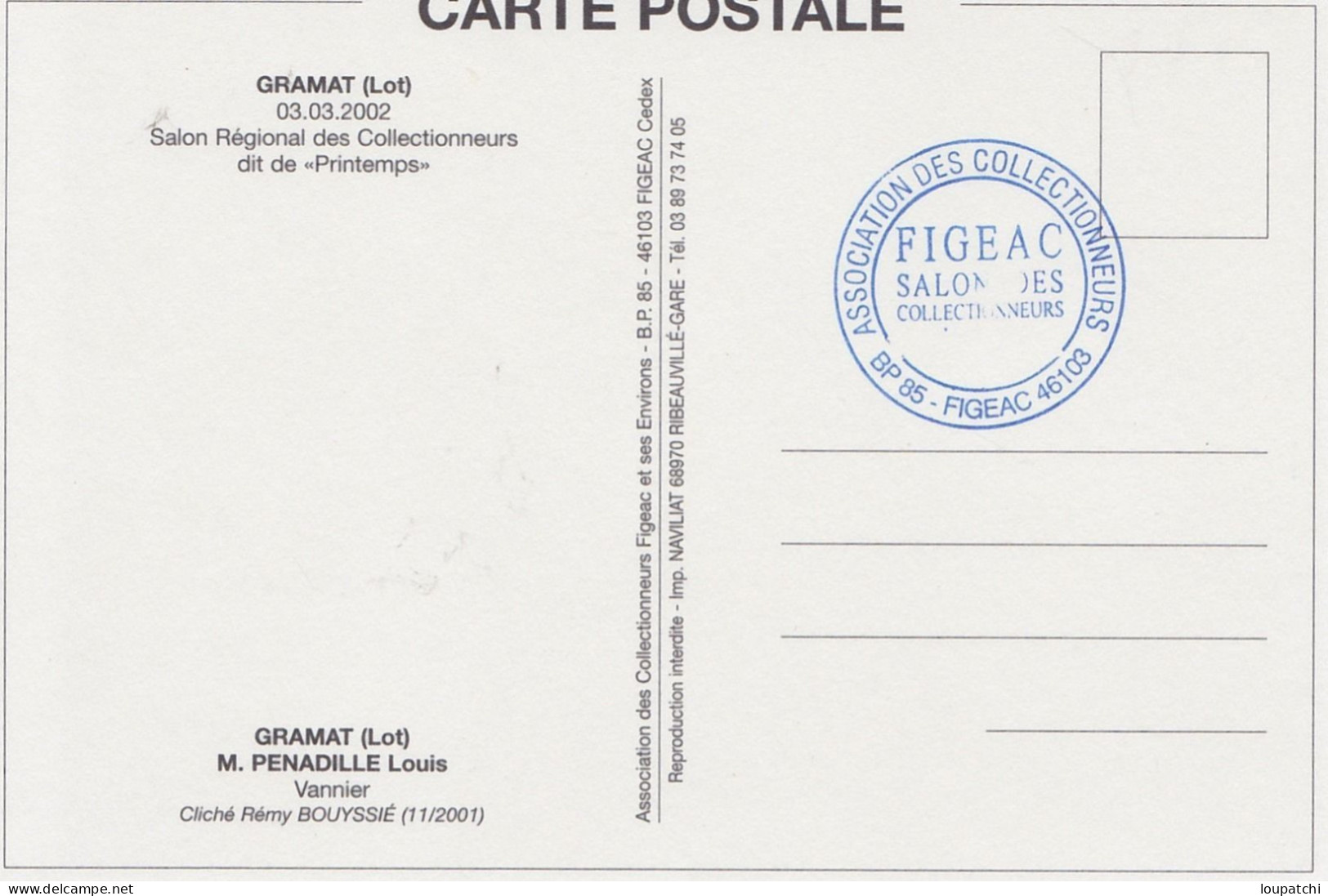 2002 GRAMAT Salon De La Carte Postale Louis Penadille Vannier - Gramat