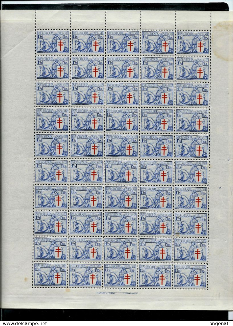 Feuille Du N° 399 - Chevalier - Planche 4 - ( 50 Timbres ) **  - Voir Scans - ( Côte: 2600 Euros ) - 1931-1950