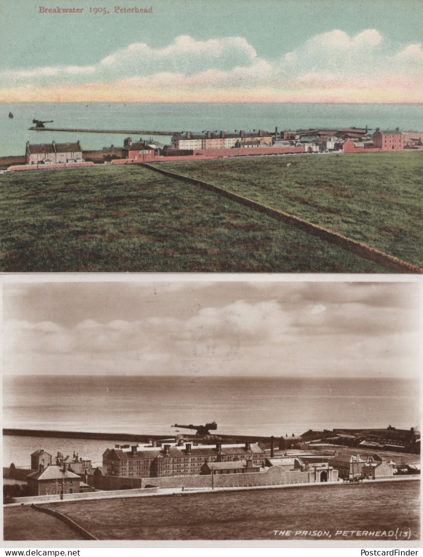 Peterhead Prison Aberdeen Scotland 2x Old Postcard S Incl Real Photo - Aberdeenshire