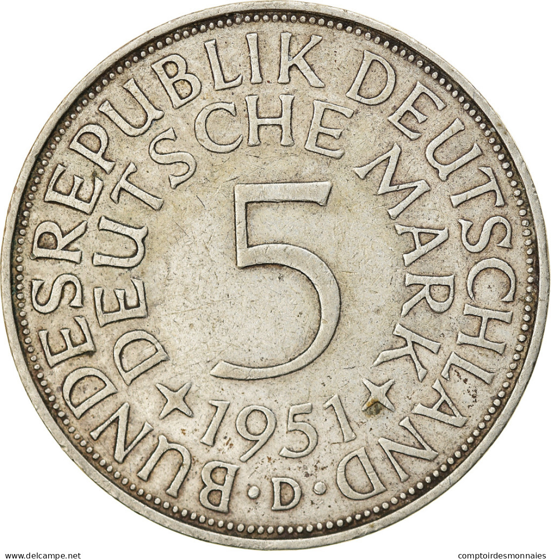 Monnaie, République Fédérale Allemande, 5 Mark, 1951, Munich, TTB, Argent - 5 Marchi