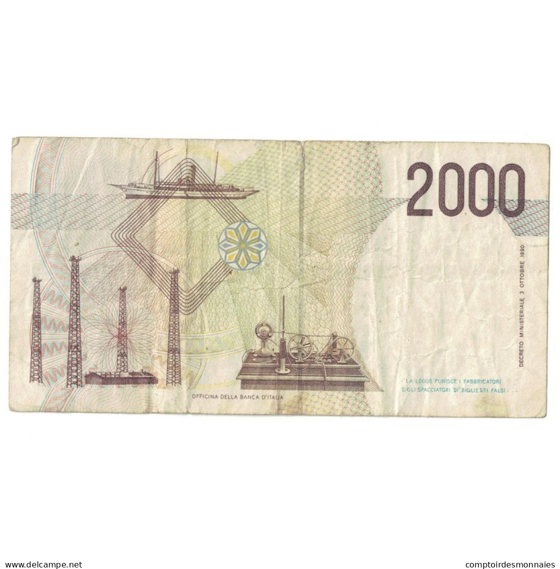 Billet, Italie, 2000 Lire, D.1990, KM:115, TB+ - 2000 Liras