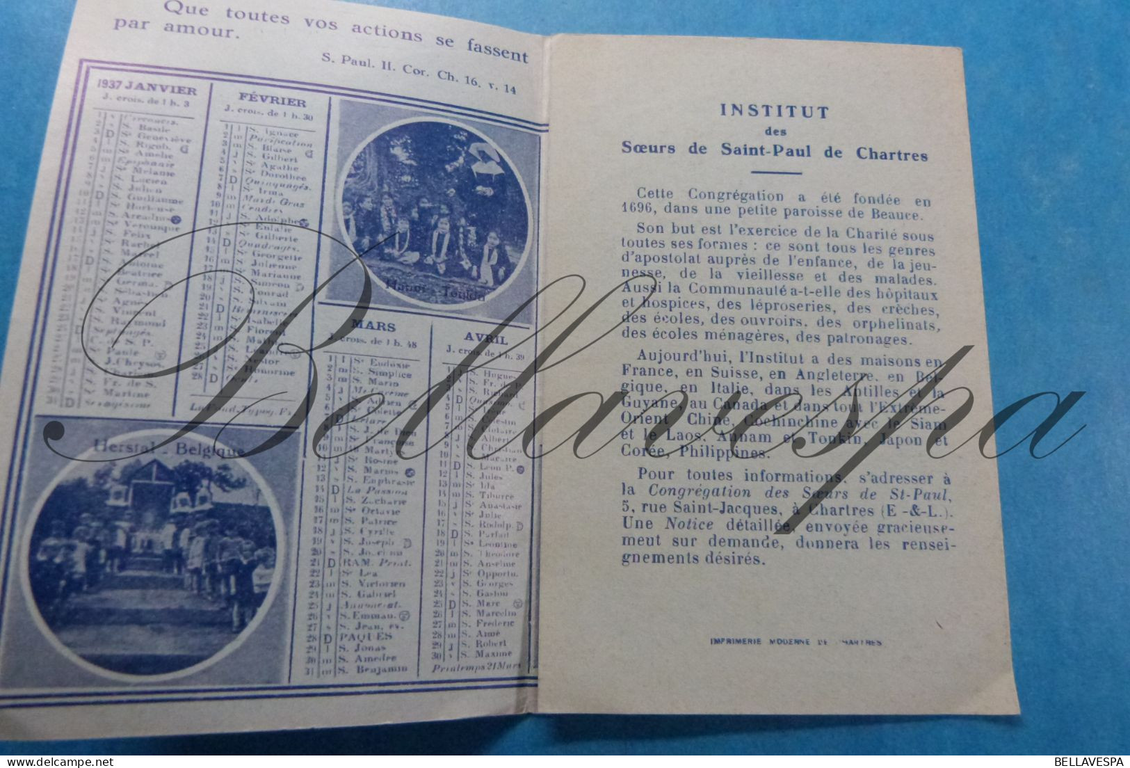 Institut Des Soeurs  De St.Paul De Chartres 1937 Triptiek Drieluik - Petit Format : 1921-40