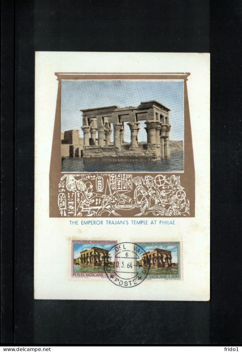 Vatican 1964 The Emperor Trajan's Temple At Philae Carte Maximum - Maximum Cards