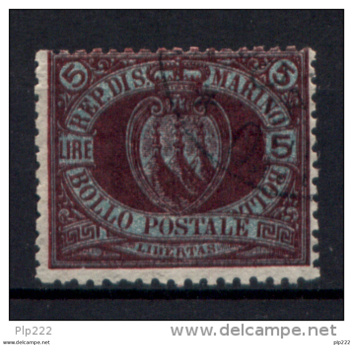 San Marino 1892 5Â£ Sass.22 Usato /Used VF/F - Firmato Raybaudi - Used Stamps