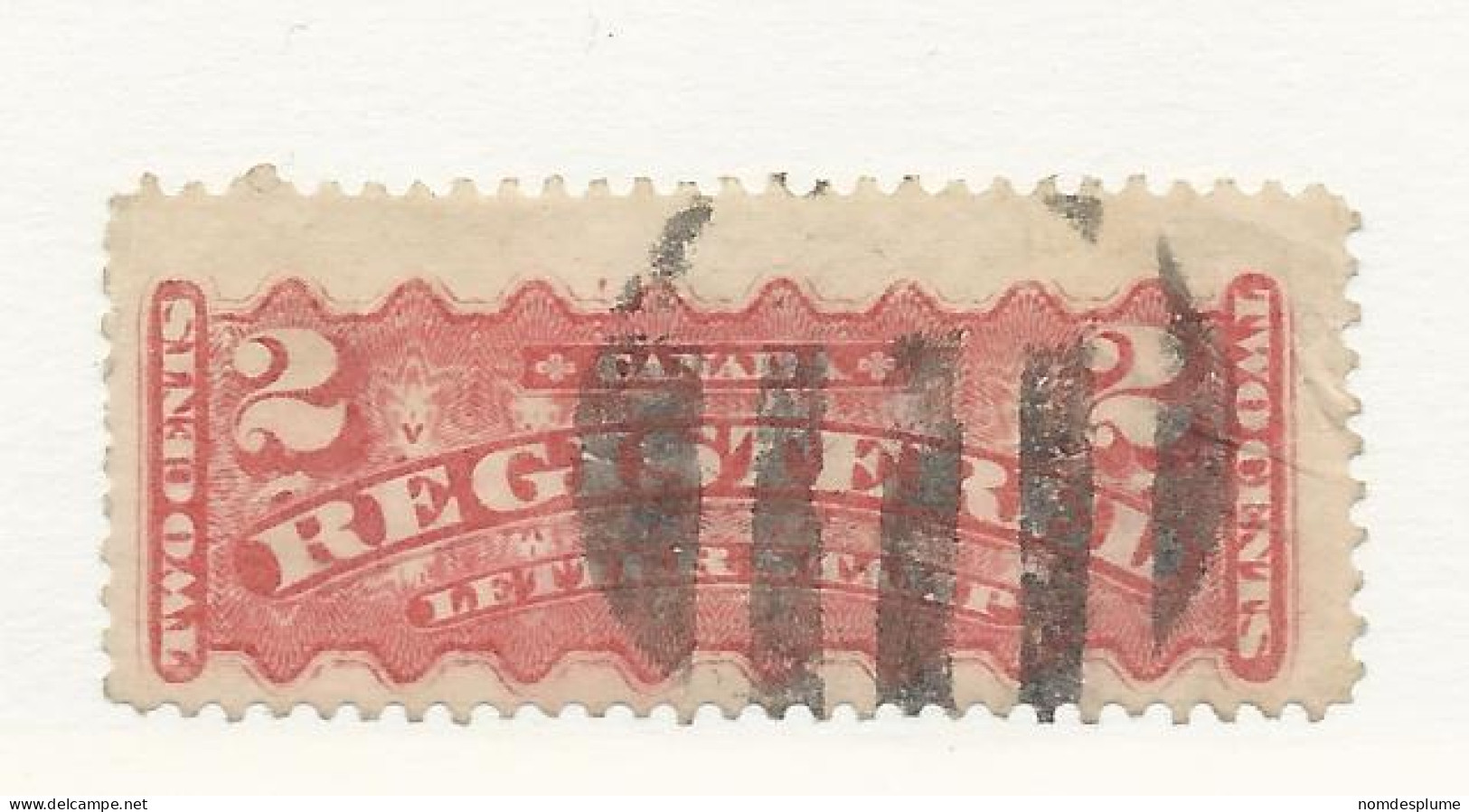 25971) Canada Registration 1888  Positon  Dot Top Centre Rose Carmine - Registration & Officially Sealed