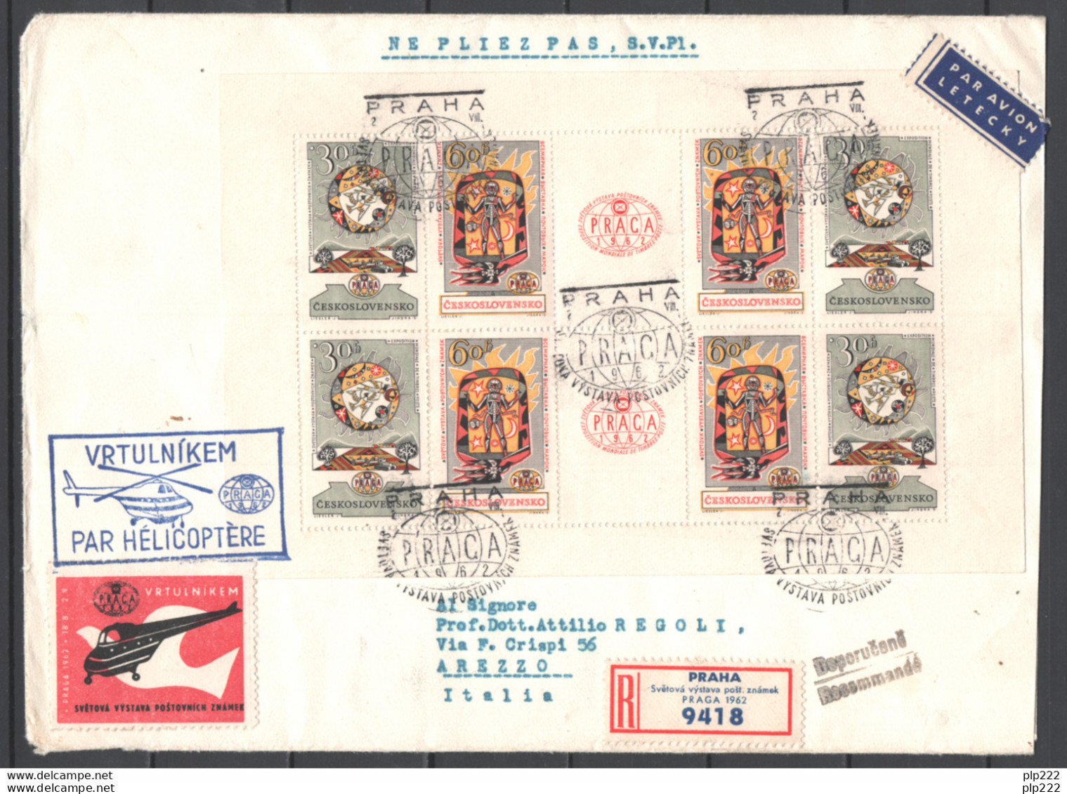 Cecoslovacchia 1962 Unif.1355/56 Minisheet Of 4 On Cover VF/F - Covers & Documents