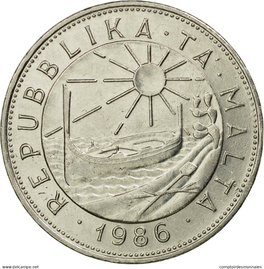 Monnaie, Malte, Lira, 1986, British Royal Mint, TTB, Nickel, KM:82 - Malta