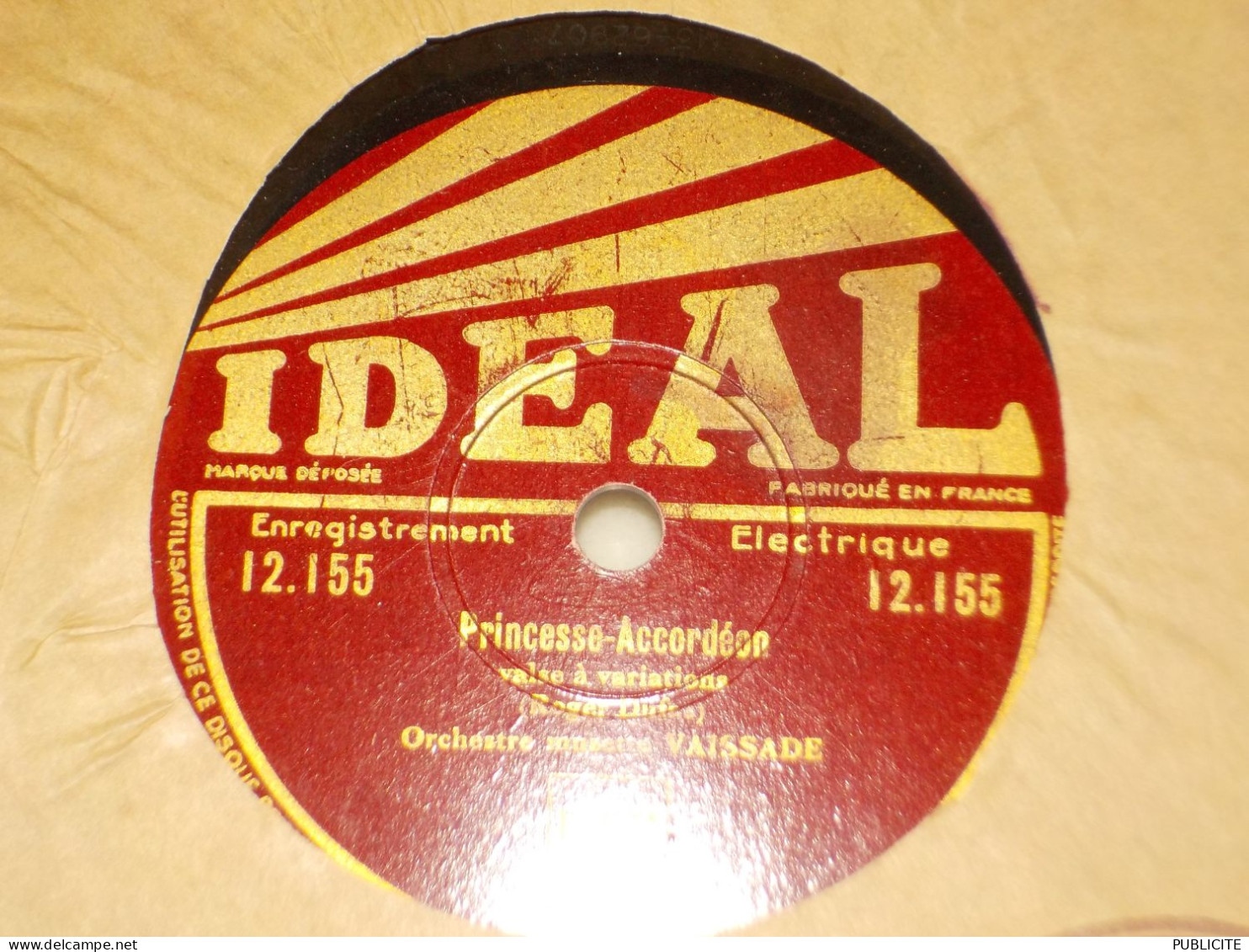 DISQUE VYNIL 78 TOURS VALSE  ORCHESTRE VAISSADE 1930 - 78 Rpm - Schellackplatten