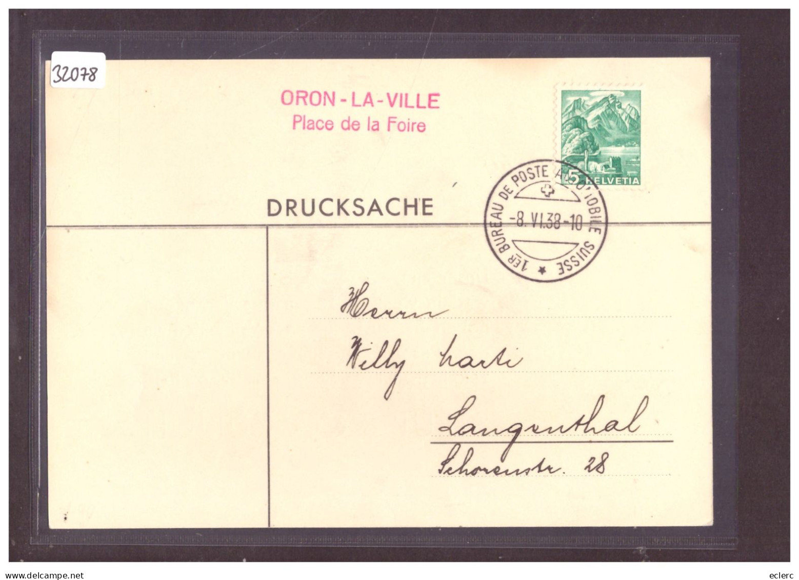 FORMAT 10x15cm - ORON - PLACE DE LA FOIRE - BUREAU DE POSTE AUTOMOBILE - AUTOMOBIL POSTBUREAU - TB - Oron