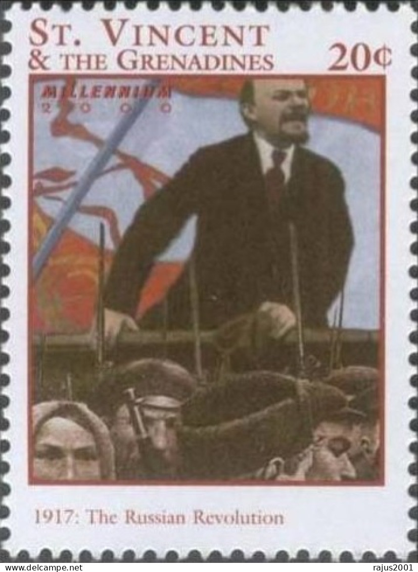 Lenin, Russian Revolution, Russian Leader, Marxist, Flag History MNH St Vincent - Lenin