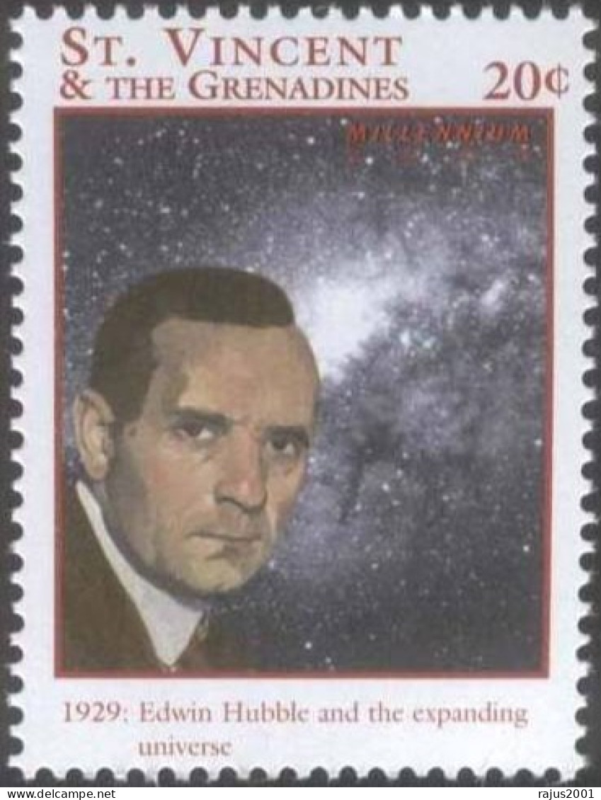 Edwin Powell Hubble, Hubble's Law, Astronomy, Space, Redshift, Milky Way Galaxy, Millennium, History MNH St Vincent - Astronomie