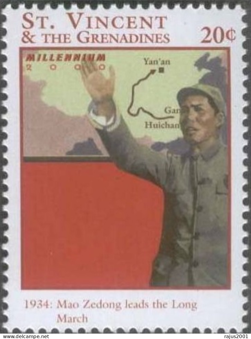 Mao Zedong / Mao Tse-tung, Chinese Revolutionary Communist Leader, Map, History MNH St Vincent - Mao Tse-Tung