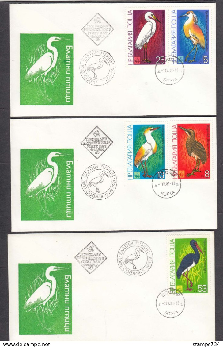 Bulgaria 1981 - EXPO'81: Birds, Mi-Nr. 2982/96, 3 FDC - FDC
