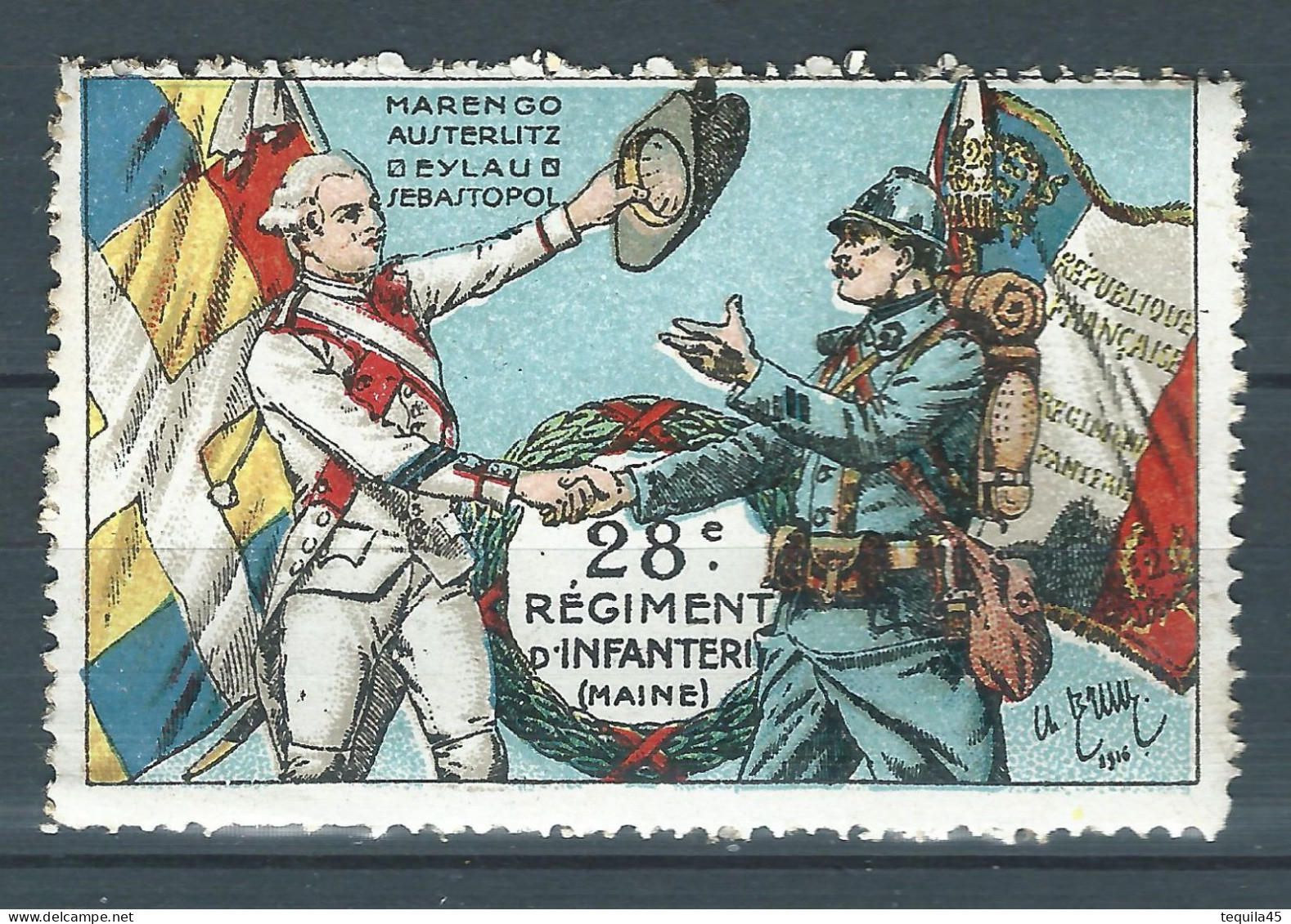 Vignette DELANDRE - France - 28 éme Régiment Infanterie - 1914 -18 WWI WW1 Poster Stamp - Erinnophilie