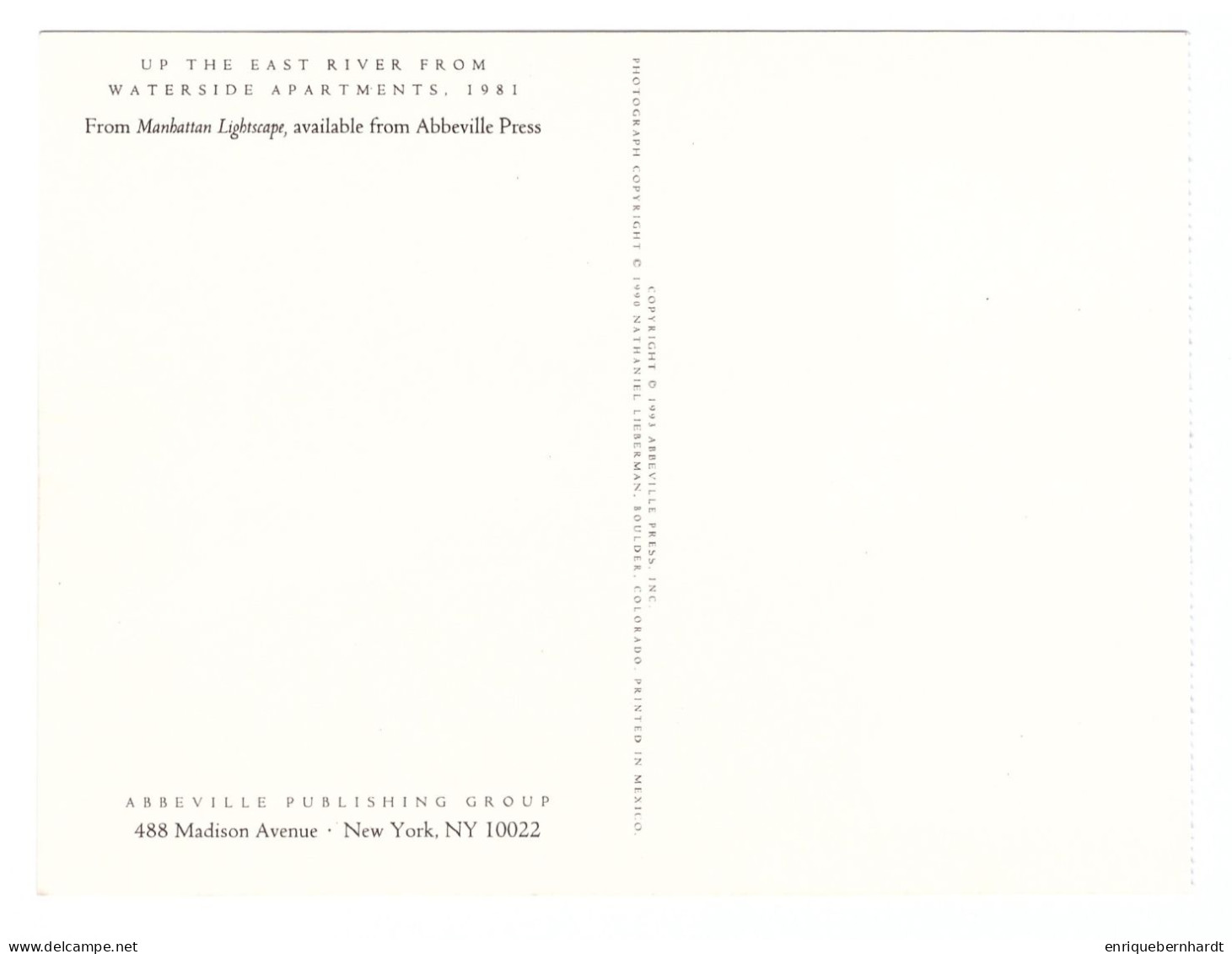 NEW YORK CITY (ESTADOS UNIDOS) // UP THE EAST RIVER FROM WATERSIDE APARTMENTS // AÑO 1993 - Tarjetas Panorámicas