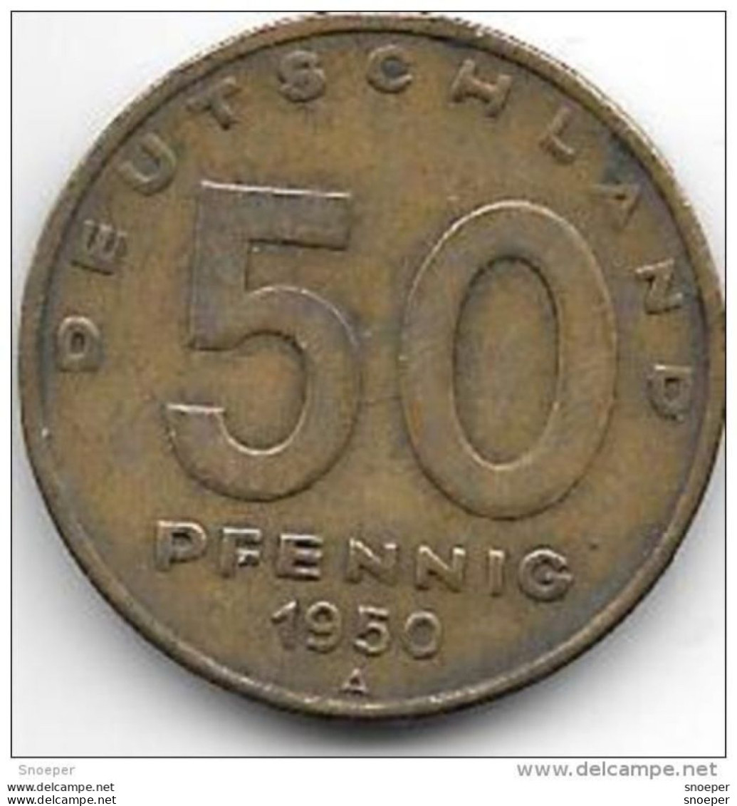 *ddr 50 Pfennig 1950 A   Km 4     Xf Catalog Val  35,00 $ - 50 Pfennig